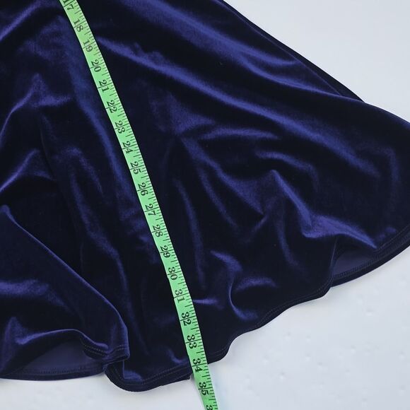Lulus -793 Navy Cold Shoulder Surplice V-Neck Lace Velvet Mini Dress Size M - Picture 9 of 9